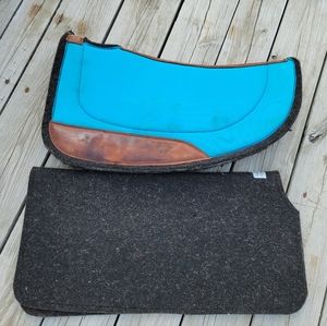 Diamond Wool Western Saddle Pad Lot Barrel Cut & Liner HorseBack Riding